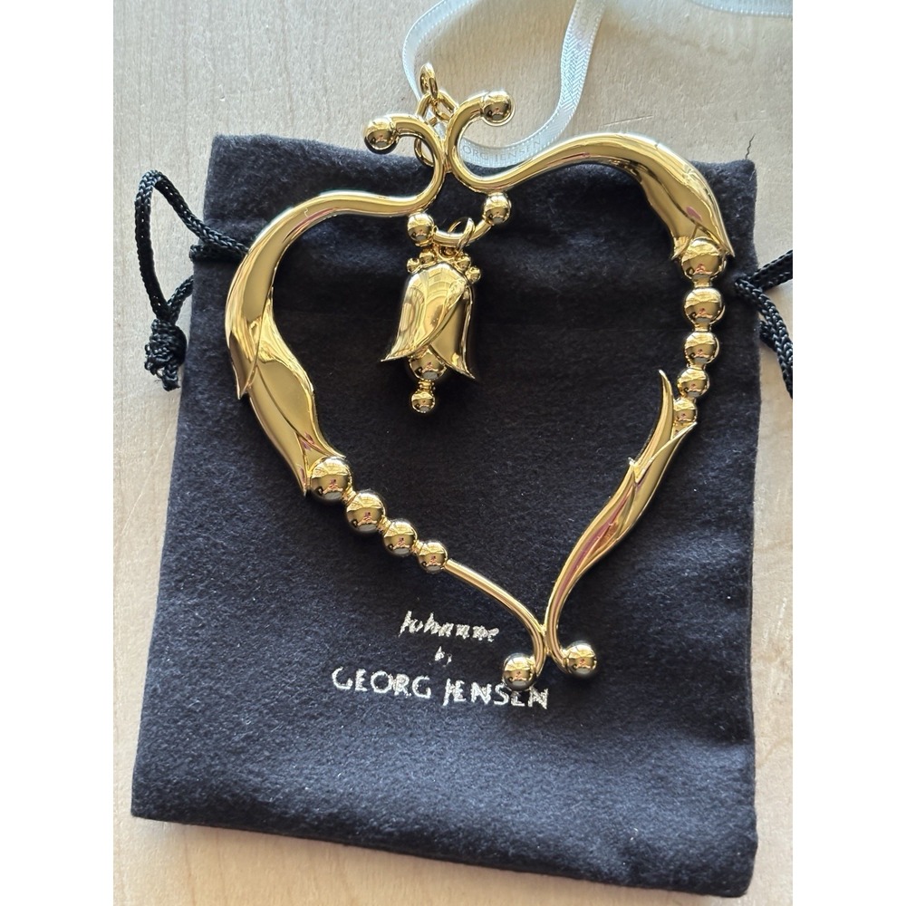 Georg Jensen Christmas Ornament Johanne Heart 24k Gold Plated Original Box Bag
